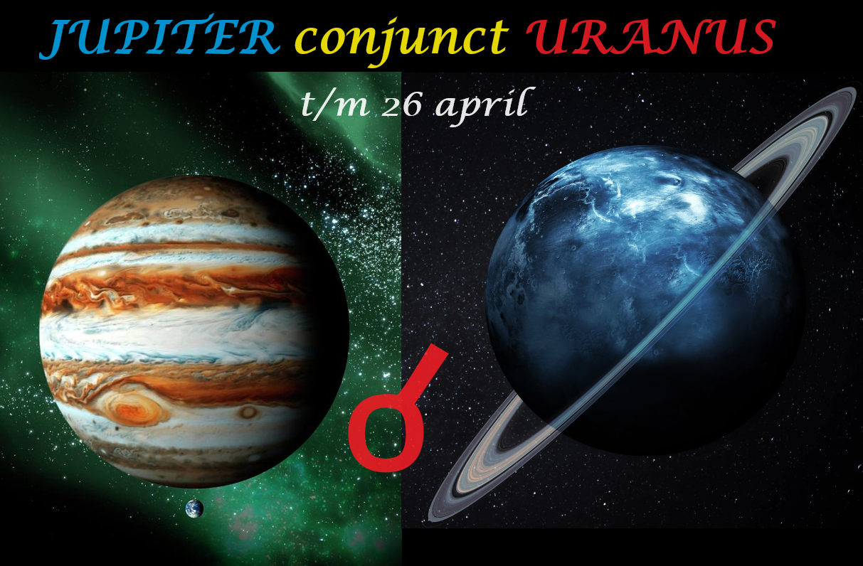 Jupiter conjunct Uranus april 2024 www.AstroMoon.nl